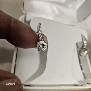 Sterling Silver 925 Cubic Zirconia (CZ)  1ct Halo Hoop Pierced Earrings